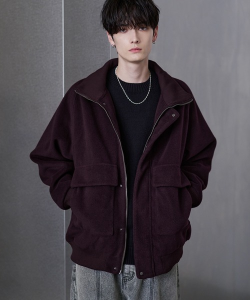 ETELIO（エテリオ）の「ウール混メルトンダービーブルゾン（ブルゾン・メンズ・ブラック/ワイン/チャコール/ライトグレー・S/M/L/XL）」の4枚目の写真