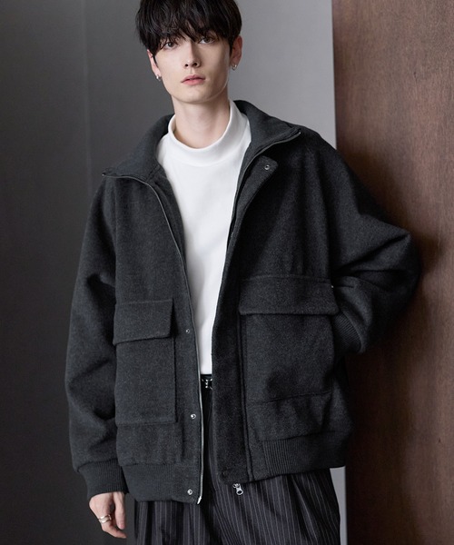 ウール混メルトンダービーブルゾン（ブルゾン）｜ETELIO（エテリオ）の