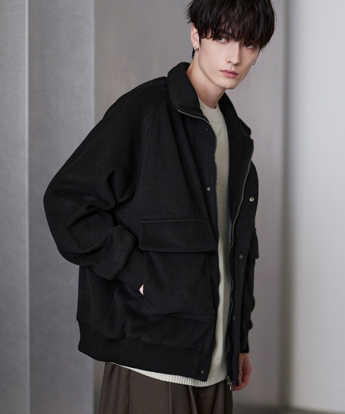 ETELIO（エテリオ）の「ウール混メルトンダービーブルゾン（ブルゾン・メンズ・ブラック/ワイン/チャコール/ライトグレー・S/M/L/XL）」の6枚目の写真