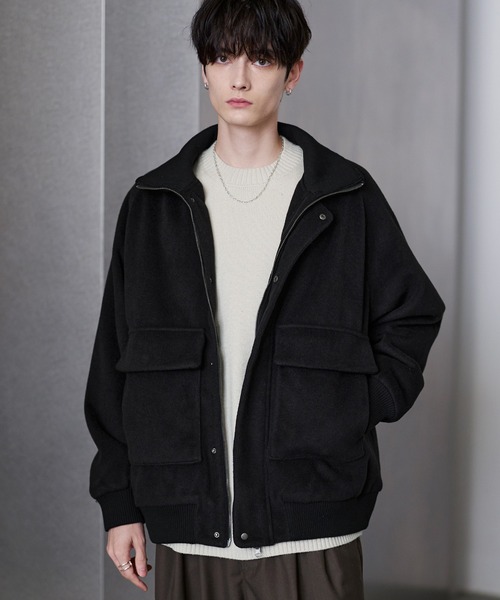 ETELIO（エテリオ）の「ウール混メルトンダービーブルゾン（ブルゾン・メンズ・ブラック/ワイン/チャコール/ライトグレー・S/M/L/XL）」の7枚目の写真
