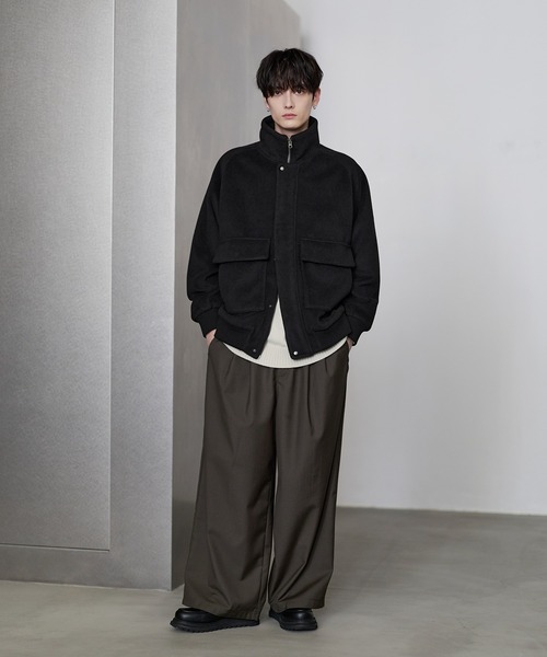 ETELIO（エテリオ）の「ウール混メルトンダービーブルゾン（ブルゾン・メンズ・ブラック/ワイン/チャコール/ライトグレー・S/M/L/XL）」の10枚目の写真