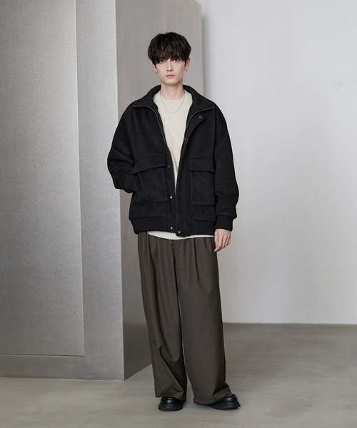 ETELIO（エテリオ）の「ウール混メルトンダービーブルゾン（ブルゾン・メンズ・ブラック/ワイン/チャコール/ライトグレー・S/M/L/XL）」の12枚目の写真