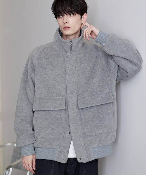 ETELIO（エテリオ）の「ウール混メルトンダービーブルゾン（ブルゾン・メンズ・ブラック/ワイン/チャコール/ライトグレー・S/M/L/XL）」の14枚目の写真