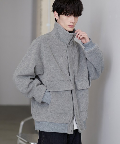 ETELIO（エテリオ）の「ウール混メルトンダービーブルゾン（ブルゾン・メンズ・ブラック/ワイン/チャコール/ライトグレー・S/M/L/XL）」の15枚目の写真