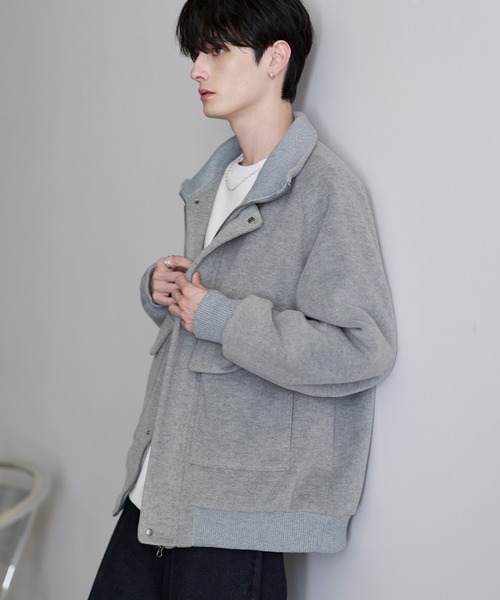 ETELIO（エテリオ）の「ウール混メルトンダービーブルゾン（ブルゾン・メンズ・ブラック/ワイン/チャコール/ライトグレー・S/M/L/XL）」の18枚目の写真