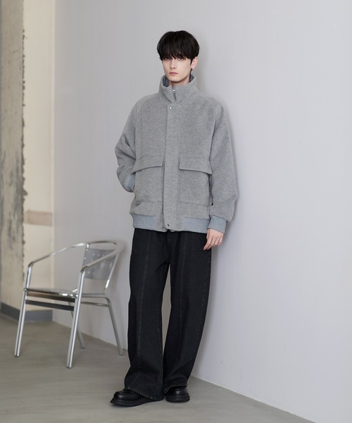 ETELIO（エテリオ）の「ウール混メルトンダービーブルゾン（ブルゾン・メンズ・ブラック/ワイン/チャコール/ライトグレー・S/M/L/XL）」の19枚目の写真