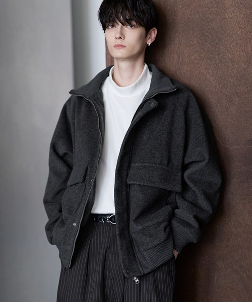 ウール混メルトンダービーブルゾン（ブルゾン）｜ETELIO（エテリオ）の