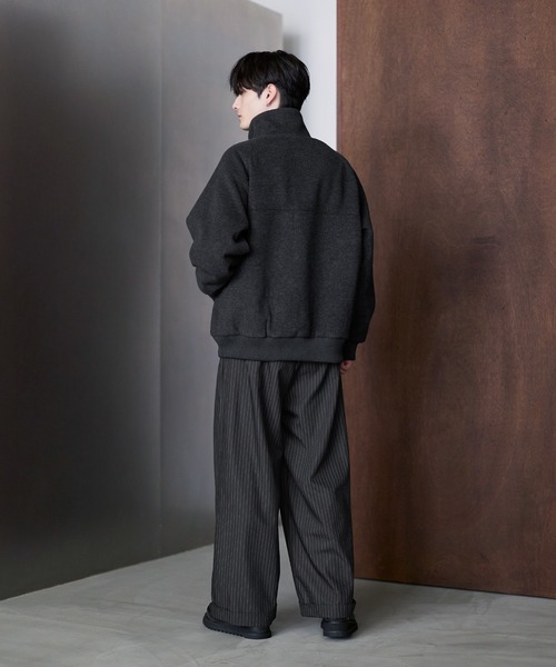 ウール混メルトンダービーブルゾン（ETELIO）ブラック　M セール】ウール混メルトンダービーブルゾン（ブルゾン）｜ETELIO