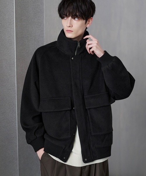 ETELIO（エテリオ）の「ウール混メルトンダービーブルゾン（ブルゾン・メンズ・ブラック/ワイン/チャコール/ライトグレー・S/M/L/XL）」の5枚目の写真