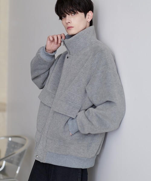 ETELIO（エテリオ）の「ウール混メルトンダービーブルゾン（ブルゾン・メンズ・ブラック/ワイン/チャコール/ライトグレー・S/M/L/XL）」の13枚目の写真