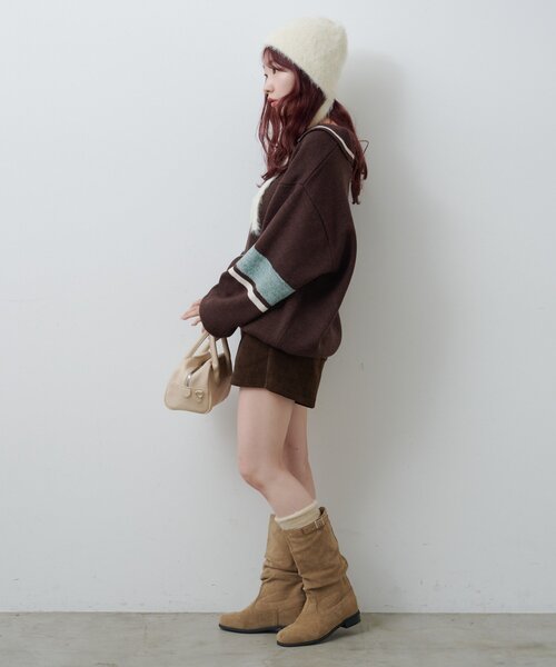 Kastane（カスタネ）の「【S.Mサイズ展開】スキッパーラインニットプルオーバー（ニット/セーター・レディース・ブラウン/アイボリー/ブラック・SMALL/MEDIUM）」の12枚目の写真