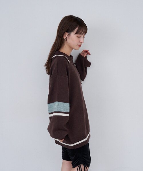 Kastane（カスタネ）の「【S.Mサイズ展開】スキッパーラインニットプルオーバー（ニット/セーター・レディース・ブラウン/アイボリー/ブラック・SMALL/MEDIUM）」の17枚目の写真