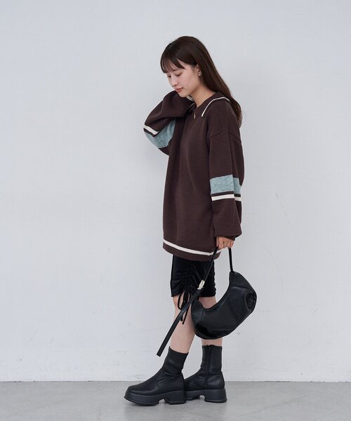 Kastane（カスタネ）の「【S.Mサイズ展開】スキッパーラインニットプルオーバー（ニット/セーター・レディース・ブラウン/アイボリー/ブラック・SMALL/MEDIUM）」の20枚目の写真