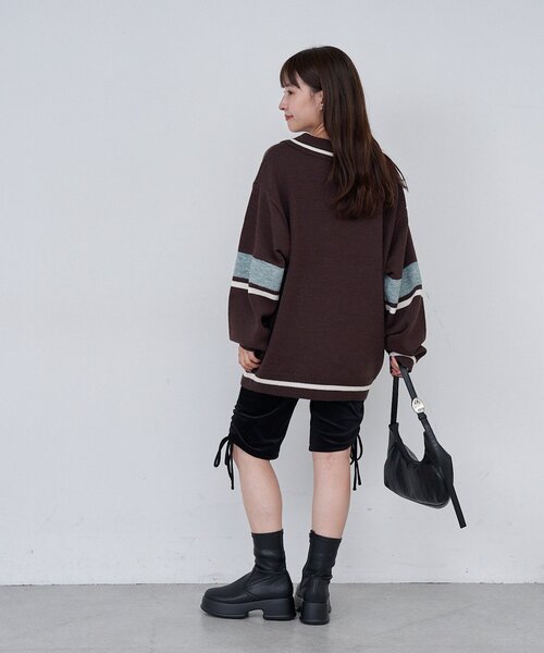 Kastane（カスタネ）の「【S.Mサイズ展開】スキッパーラインニットプルオーバー（ニット/セーター・レディース・ブラウン/アイボリー/ブラック・SMALL/MEDIUM）」の22枚目の写真