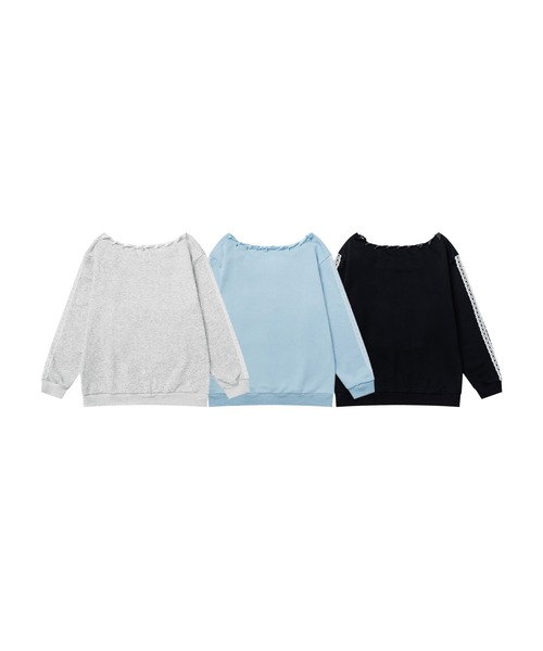 HOOK(フック)の「HOOK for girls リボンレースアップ カレッジナンバリング スウェット(スウェット・レディース・ブラック/ブルー/ライトグレー・MEDIUM)」の5枚目の写真