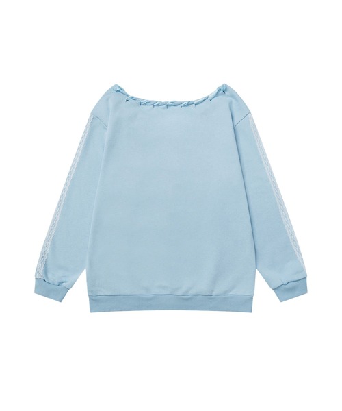 HOOK(フック)の「HOOK for girls リボンレースアップ カレッジナンバリング スウェット(スウェット・レディース・ブラック/ブルー/ライトグレー・MEDIUM)」の7枚目の写真