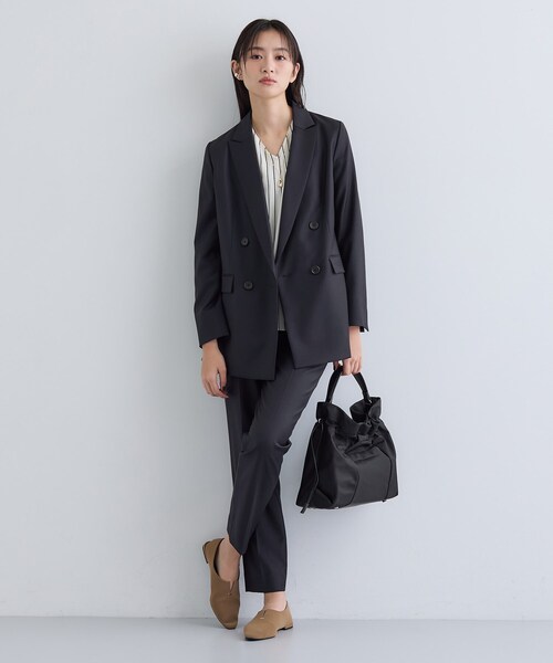 セール】【日本製／スーツ／通勤】シルクウールストレッチ ダブル