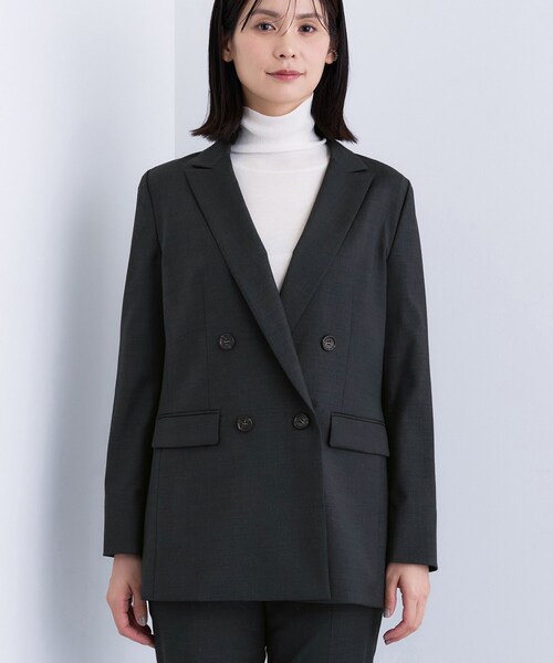 セール】【日本製／スーツ／通勤】シルクウールストレッチ ダブル