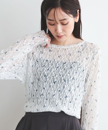 GLOBAL WORK | ストレッチ総レースプルオーバー長袖/580886(Tシャツ/カットソー)