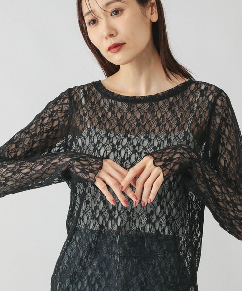 GLOBAL WORK（グローバルワーク）の「ストレッチ総レースプルオーバー
