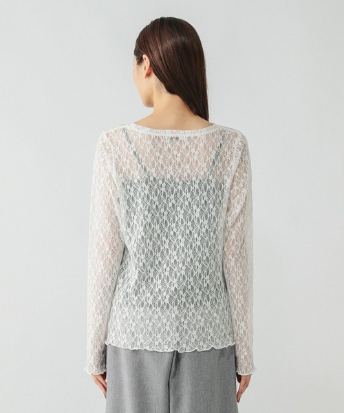 GLOBAL WORK（グローバルワーク）の「ストレッチ総レースプルオーバー長袖/580886（Tシャツ/カットソー・レディース・ブラック/ホワイト・LARGE/MEDIUM）」の15枚目の写真