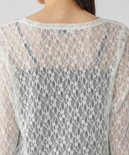 GLOBAL WORK（グローバルワーク）の「ストレッチ総レースプルオーバー長袖/580886（Tシャツ/カットソー・レディース・ブラック/ホワイト・LARGE/MEDIUM）」の19枚目の写真