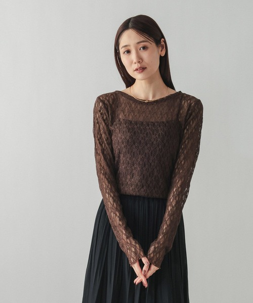GLOBAL WORK(グローバルワーク)の「ストレッチ総レースプルオーバー長袖/580886(Tシャツ/カットソー・レディース・ブラック/ホワイト/ダークブラウン・LARGE/MEDIUM)」の15枚目の写真
