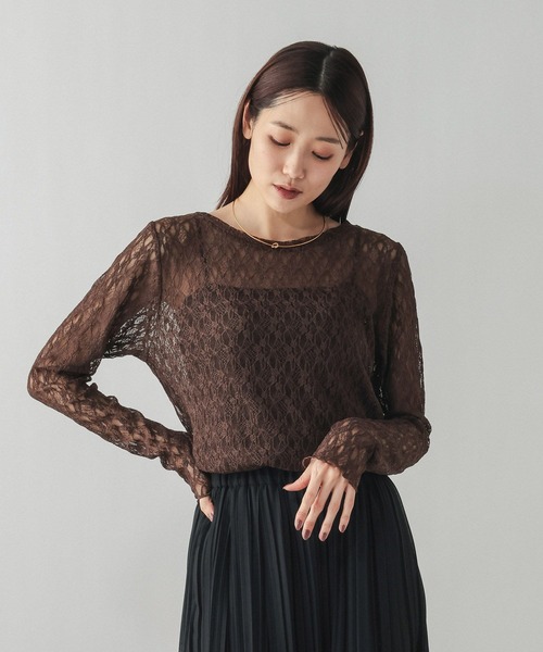 GLOBAL WORK(グローバルワーク)の「ストレッチ総レースプルオーバー長袖/580886(Tシャツ/カットソー・レディース・ブラック/ホワイト/ダークブラウン・LARGE/MEDIUM)」の17枚目の写真