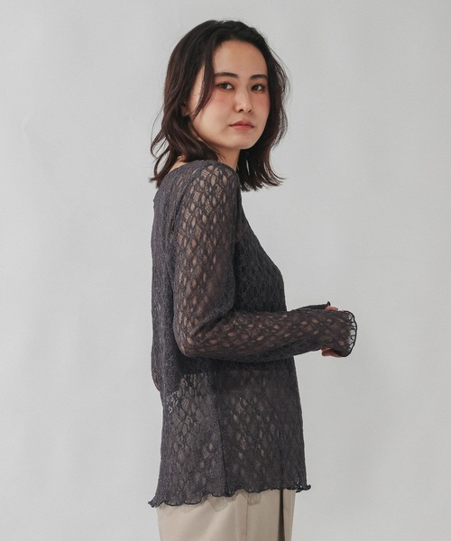 GLOBAL WORK(グローバルワーク)の「ストレッチ総レースプルオーバー長袖/580886(Tシャツ/カットソー・レディース・ブラック/ホワイト/ダークブラウン/コーラルピンク/ダークグレー/ホワイト系その他3・LARGE/MEDIUM/SMALL/X-LARGE)」の22枚目の写真