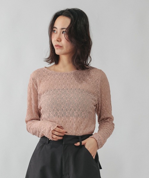 GLOBAL WORK(グローバルワーク)の「ストレッチ総レースプルオーバー長袖/580886(Tシャツ/カットソー・レディース・ブラック/ホワイト/ダークブラウン/コーラルピンク/ダークグレー/ホワイト系その他3・LARGE/MEDIUM/SMALL/X-LARGE)」の20枚目の写真