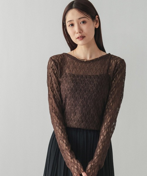 GLOBAL WORK(グローバルワーク)の「ストレッチ総レースプルオーバー長袖/580886(Tシャツ/カットソー・レディース・ブラック/ホワイト/ダークブラウン/コーラルピンク/ダークグレー/ホワイト系その他3・LARGE/MEDIUM/SMALL/X-LARGE)」の17枚目の写真