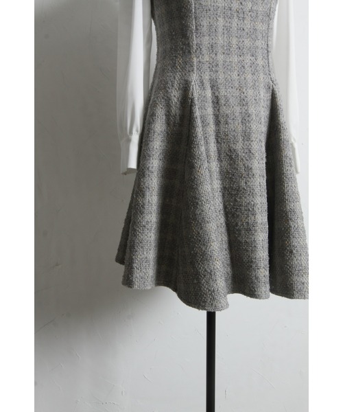 tocco closet（トッコ　クローゼット）の「サイドリボン付きツイードドッキングミニワンピース（ワンピース・レディース・ブラック/グレー・M）」の22枚目の写真