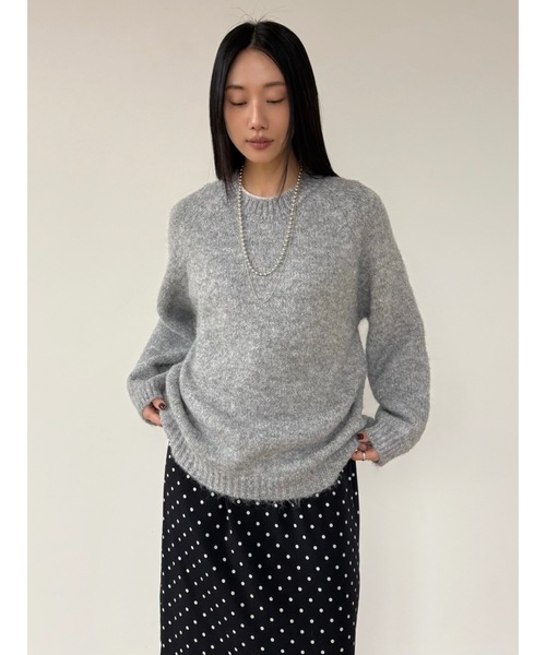Didot.showroom(ディドット ショールーム)の「ラウンドカラーブラッシュドニット(ニット/セーター・レディース・ブラウン/グレー/カーキ/アイボリー/チャコール・FREE)」の3枚目の写真