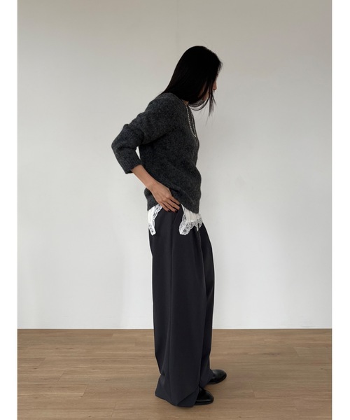 Didot.showroom(ディドット ショールーム)の「ラウンドカラーブラッシュドニット(ニット/セーター・レディース・ブラウン/グレー/カーキ/アイボリー/チャコール・FREE)」の20枚目の写真
