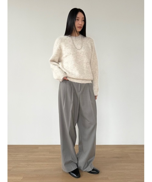Didot.showroom(ディドット ショールーム)の「ラウンドカラーブラッシュドニット(ニット/セーター・レディース・ブラウン/グレー/カーキ/アイボリー/チャコール・FREE)」の7枚目の写真