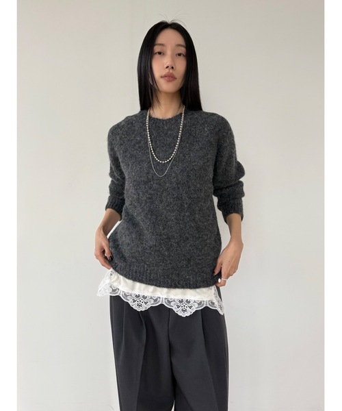 Didot.showroom(ディドット ショールーム)の「ラウンドカラーブラッシュドニット(ニット/セーター・レディース・ブラウン/グレー/カーキ/アイボリー/チャコール・FREE)」の17枚目の写真