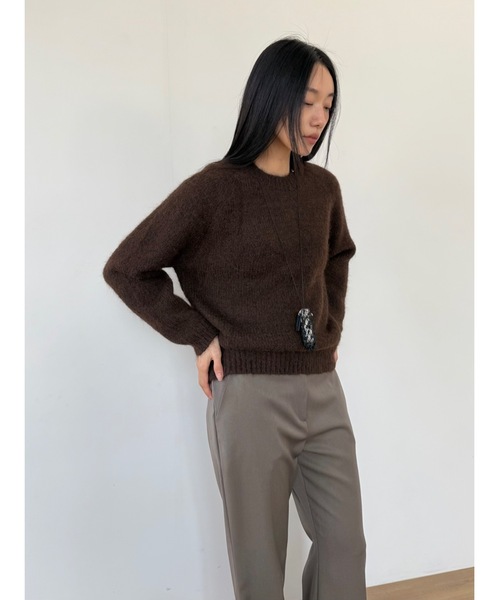 Didot.showroom(ディドット ショールーム)の「ラウンドカラーブラッシュドニット(ニット/セーター・レディース・ブラウン/グレー/カーキ/アイボリー/チャコール・FREE)」の22枚目の写真