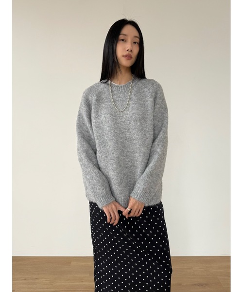 Didot.showroom(ディドット ショールーム)の「ラウンドカラーブラッシュドニット(ニット/セーター・レディース・ブラウン/グレー/カーキ/アイボリー/チャコール・FREE)」の15枚目の写真