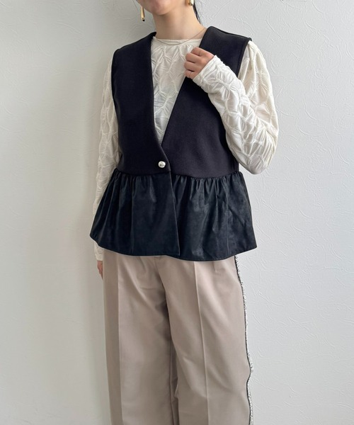 LHELBIE(レルビエ)の「フレアヘムメルトンベスト(ベスト・レディース・グレー/ブラック・M)」の5枚目の写真