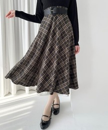 an another angelus | 太ベルト付きチェックフレアースカート(スカート)