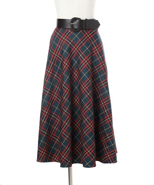 an another angelus（アンアナザーアンジェラス）の「太ベルト付きチェックフレアースカート（スカート・レディース・ブラウン/ブラック/ブルーグリーン・FREE）」の12枚目の写真