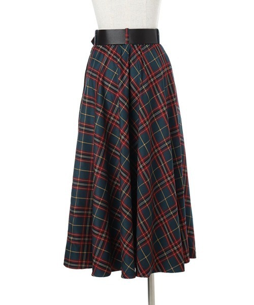 an another angelus（アンアナザーアンジェラス）の「太ベルト付きチェックフレアースカート（スカート・レディース・ブラウン/ブラック/ブルーグリーン・FREE）」の15枚目の写真