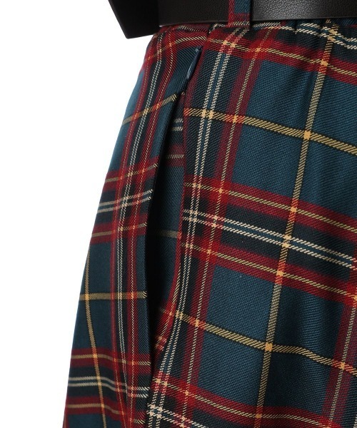 an another angelus（アンアナザーアンジェラス）の「太ベルト付きチェックフレアースカート（スカート・レディース・ブラウン/ブラック/ブルーグリーン・FREE）」の19枚目の写真