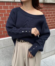 Thevon | ボートネックケーブルニット(ニット/セーター)