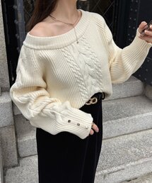 Thevon | ボートネックケーブルニット(ニット/セーター)