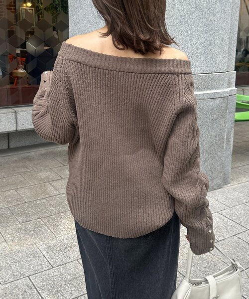 Thevon（ゼボン）の「ボートネックケーブルニット（ニット/セーター・レディース・アイボリー/モカ/ネイビー/レッド・FREE）」の20枚目の写真