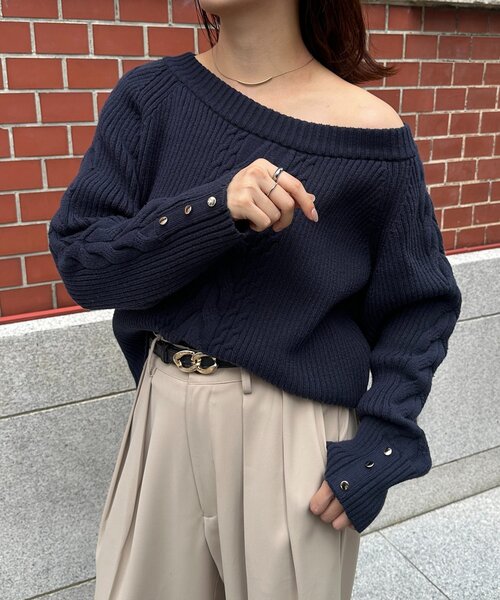 セール】ボートネックケーブルニット（ニット/セーター）｜Thevon