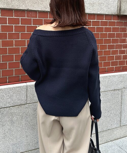 セール】ボートネックケーブルニット（ニット/セーター）｜Thevon