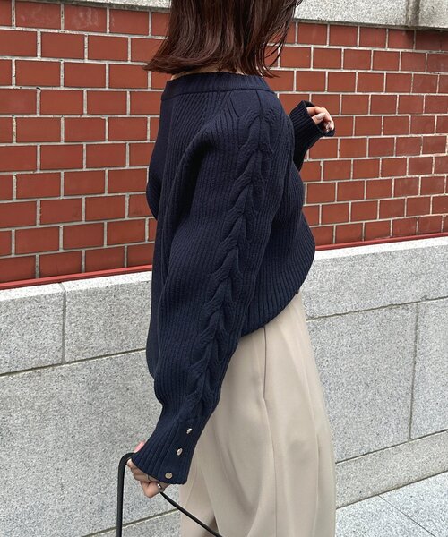 セール】ボートネックケーブルニット（ニット/セーター）｜Thevon