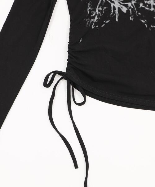 dispark(ディスパーク)の「DISPARK/ベルトショルダーサイドギャザートップ(Tシャツ/カットソー・レディース・ホワイト/ブラック・FREE)」の3枚目の写真